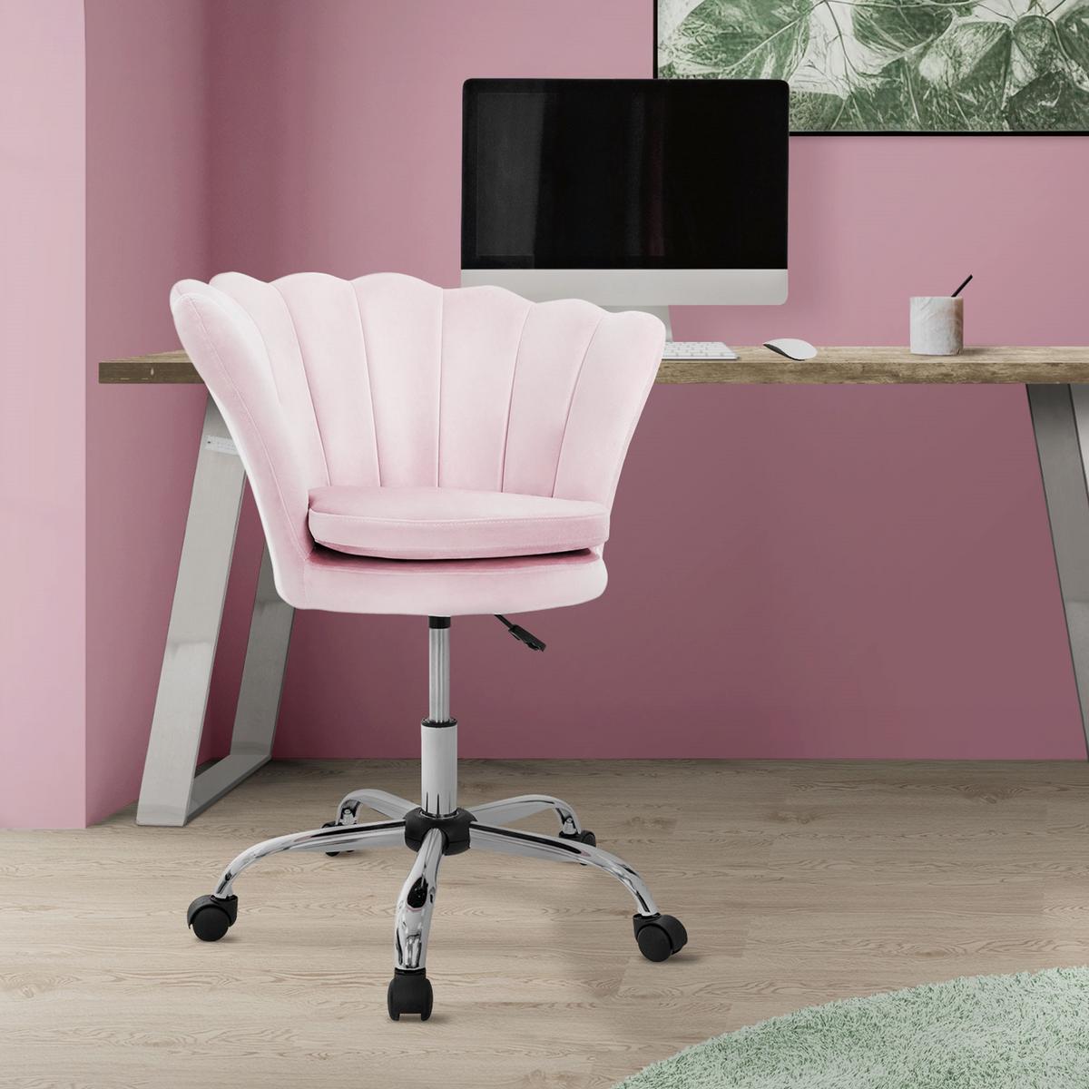 BÜROSTUHL Samt Hellrosa - Hellrosa, Metall (68/90/68cm) - ML-DESIGN