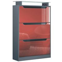 SCHUHSCHRANK Space Bordeaux Hochglanz - Bordeaux, Holzwerkstoff (89/128/23cm) - Vladon