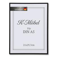 ALUMINIUM BILDERRAHMEN DIN A5 mit Passepartout - Schwarz, Metall (21/29.7/1.6cm) - K-Möbel