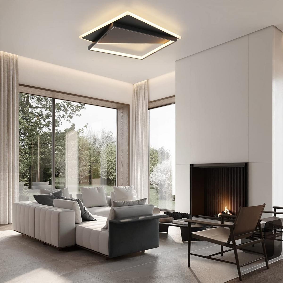 LED-DECKENLEUCHTE Schwarzwall 48.0/5.5/48.0 cm - Schwarz, Metall (48/48/5.5cm) - ZMH