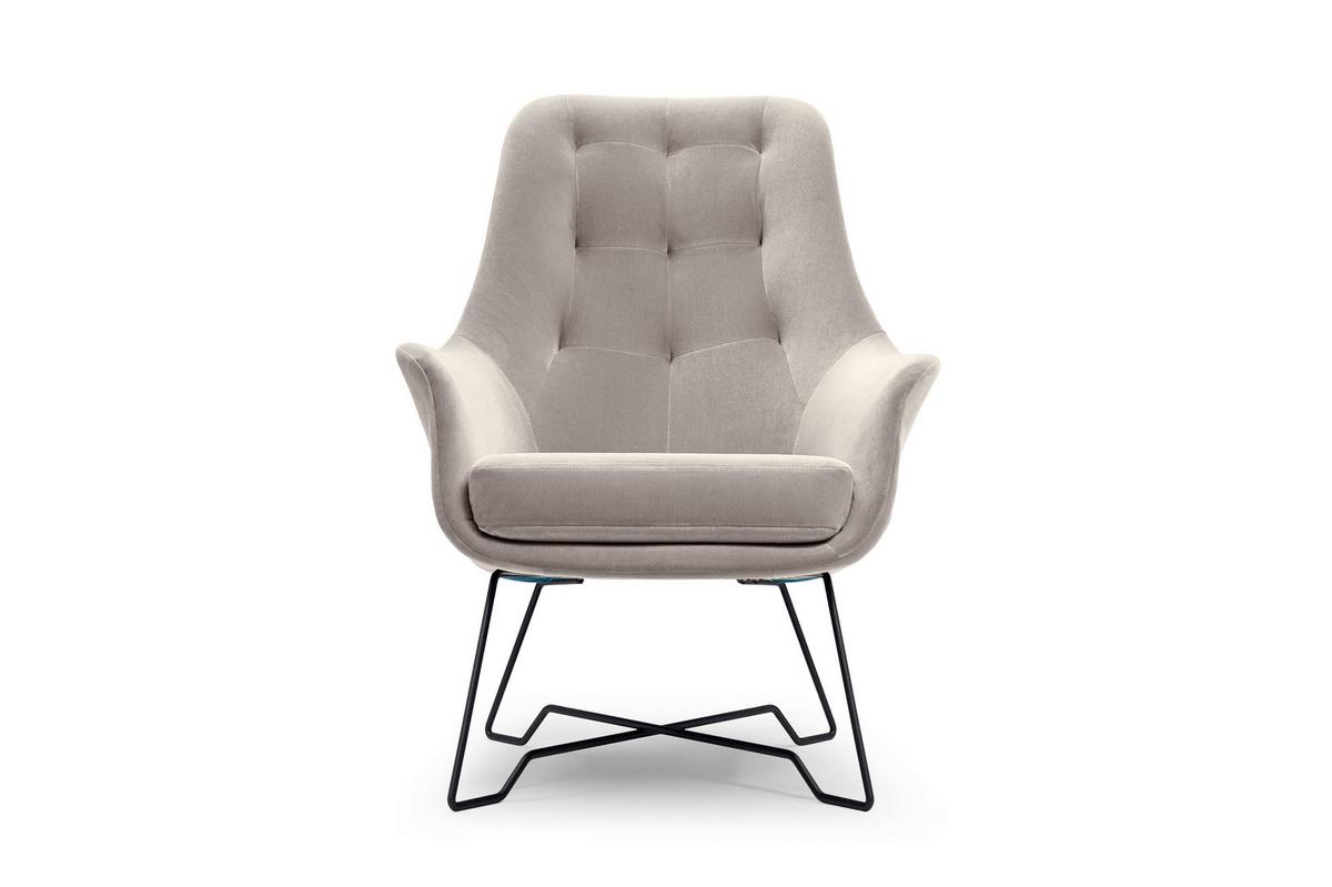 SESSEL SEDUTA, Modern Polstersessel Loungesessel, Velours-Stoff Hellgrau - Hellgrau, Holz/Metall (72.5/101.5/83cm) - MASSENO