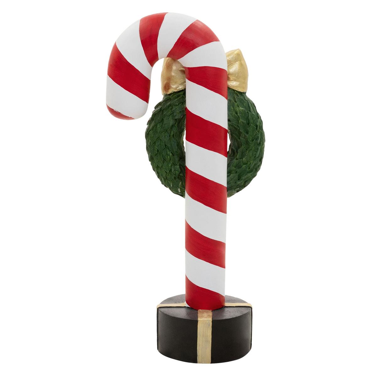 ZUCKERSTANGE-DEKOFIGUR mit LED-Beleuchtung Weihnachtsdeko Innen H: 68 cm mit Kranz 30 cm & Schleife - Multicolor, Stein (30/68/20cm) - ECD-Germany