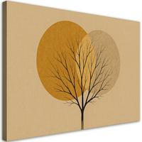 LEINWANDBILD Japandi Baum Abstraktion 90x60cm - Beige, Textil (90/60cm) - Feeby