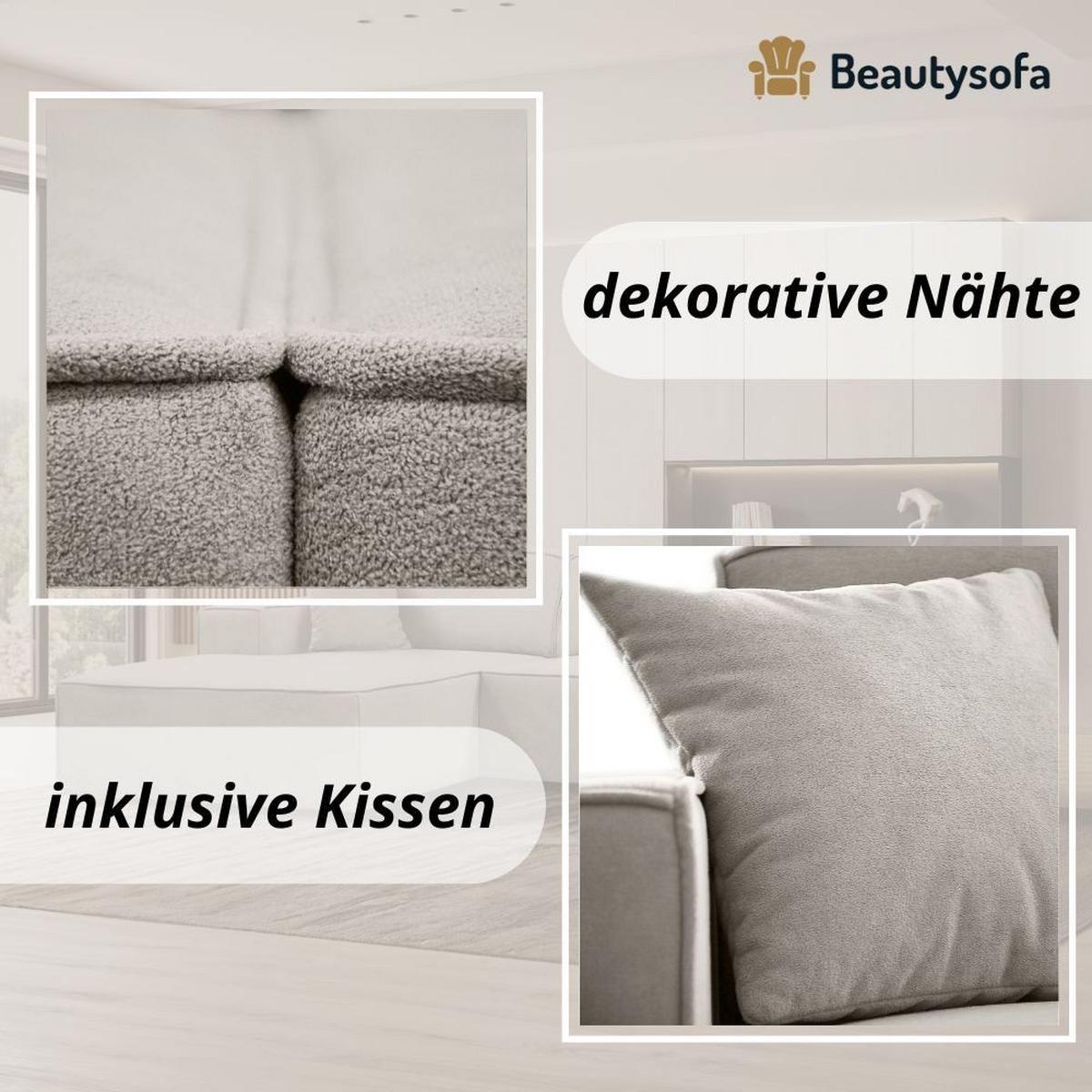 ECKSOFA ohne Schlaffunktion Pedro L beige rechts - Beige/Schwarz, Kunststoff/Textil (267/170cm) - Beautysofa