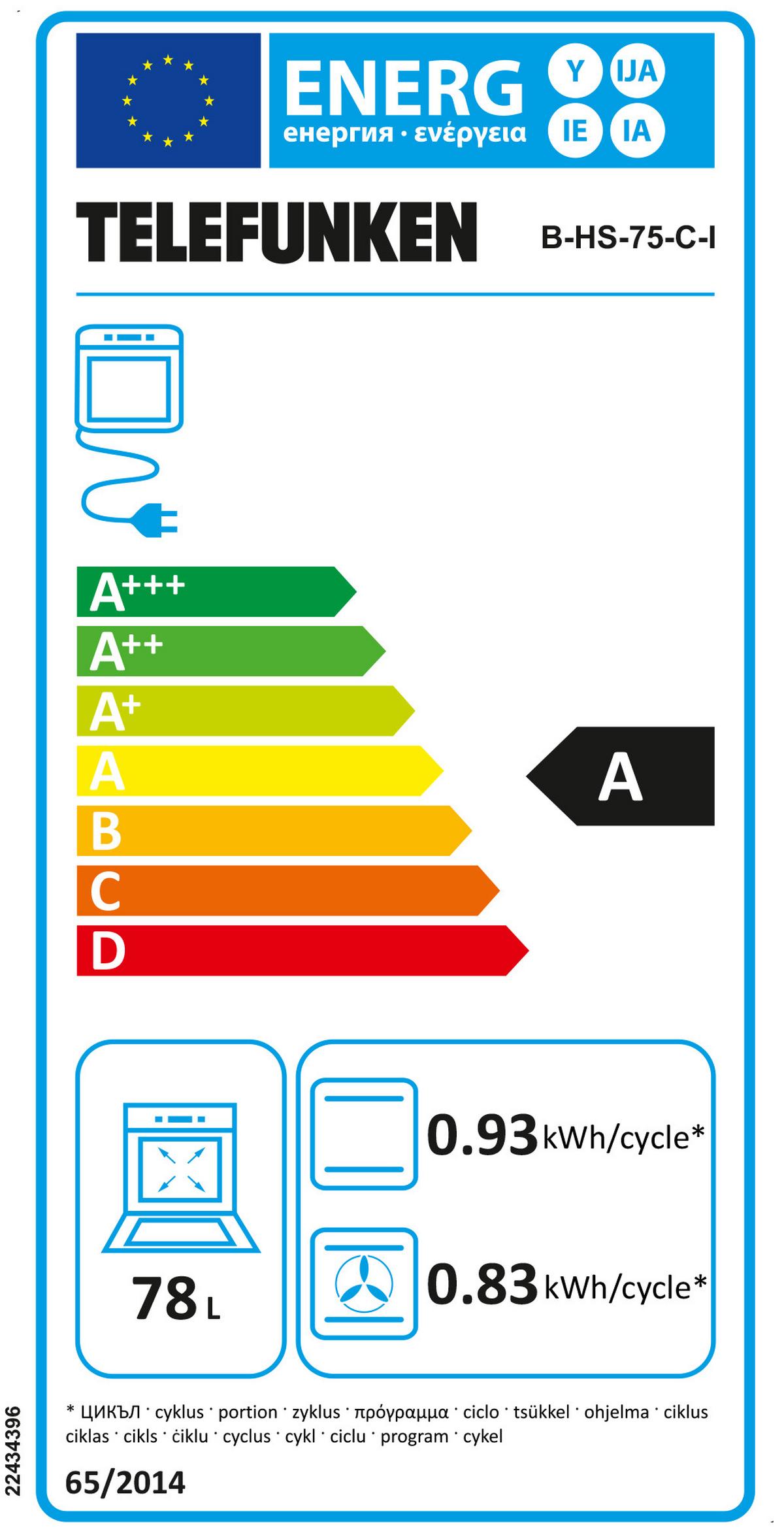 HERDSET, Backofen mit Ober-Unterhitze und Umluft, Glaskeramik-Kochfeld mit 4 Zonen, Teleskopauszug, 78 Liter, 60 cm, B-HS-75-C-I - Edelstahlfarben, Keramik/Metall (59.5/59.5/57cm) - Telefunken