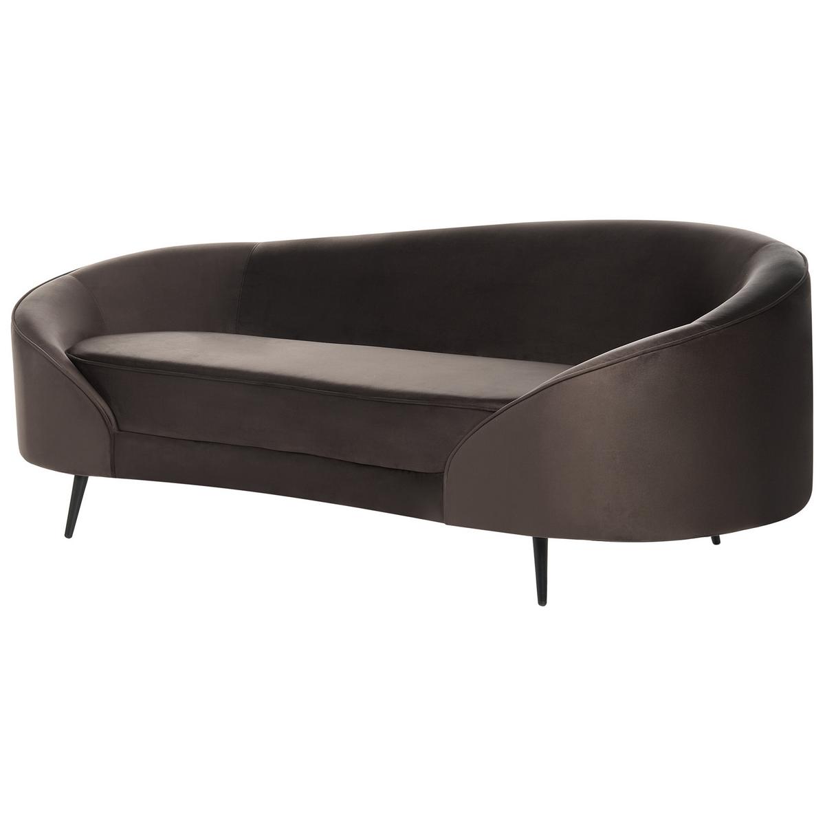 2-SITZER-SOFA Samtstoff Dunkelbraun Savar - Dunkelbraun/Schwarz, Textil (183/75/85cm) - Beliani