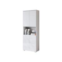 STANDREGAL Vera mit LED Beleuchtung - Weiß Hochglanz/Alufarben, Holzwerkstoff/Kunststoff (68/182/33cm) - MIRJAN24