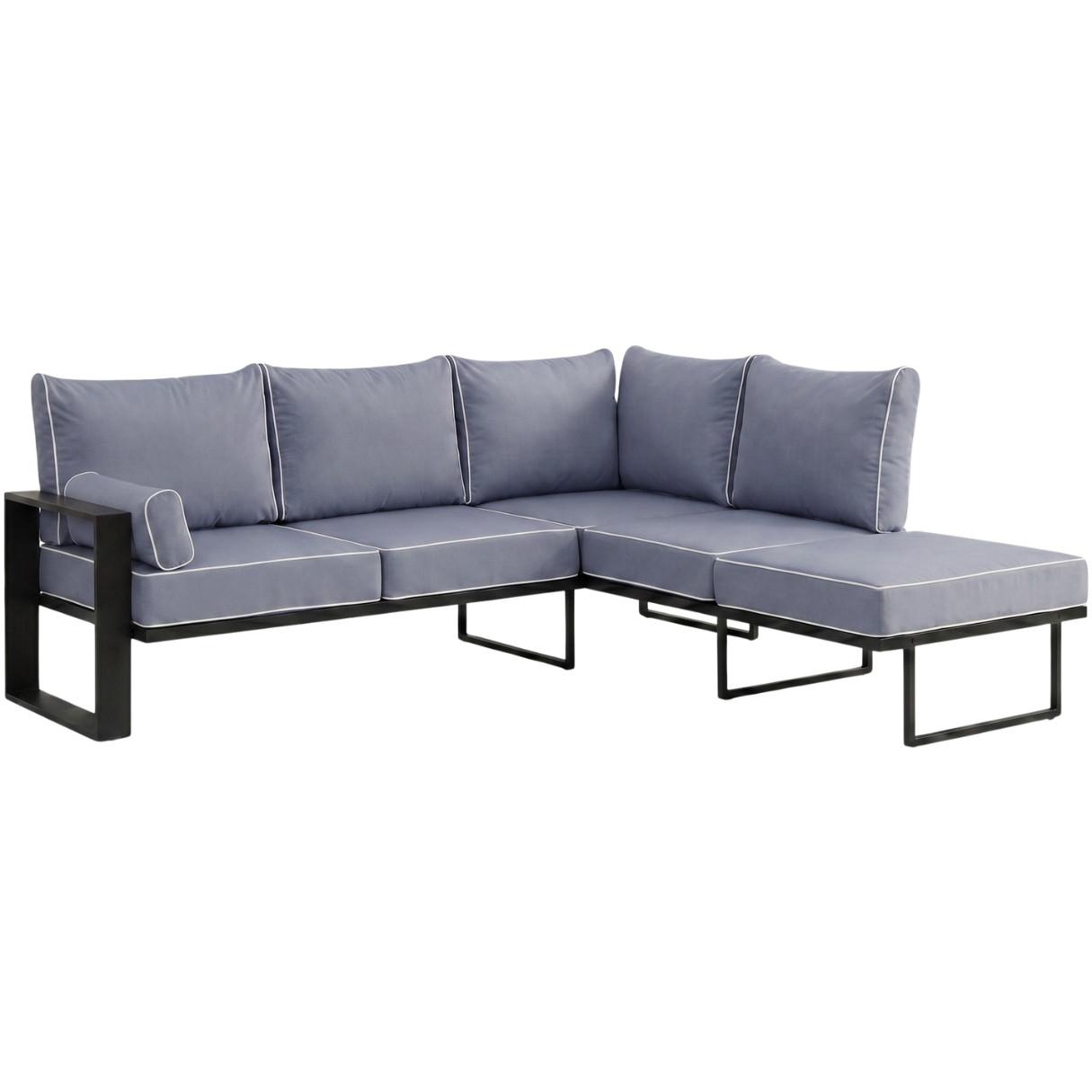 LOUNGEECKTEIL Verdino mit Metallrahmen 207 cm Blaugrau - Blaugrau, Metall (207/90/199cm) - Beautysofa