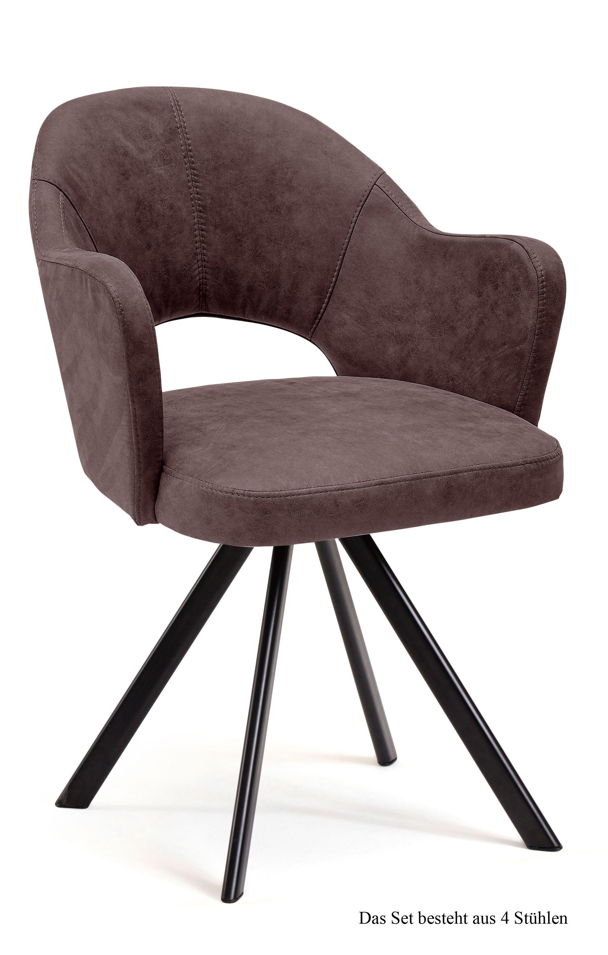 ARMLEHNSTUHL drehbar (4er-Set) Devon 59x87x61 Schwarz/Braun - Schwarz/Braun, Kunststoff (61/87/59cm) - 58aufmkessel