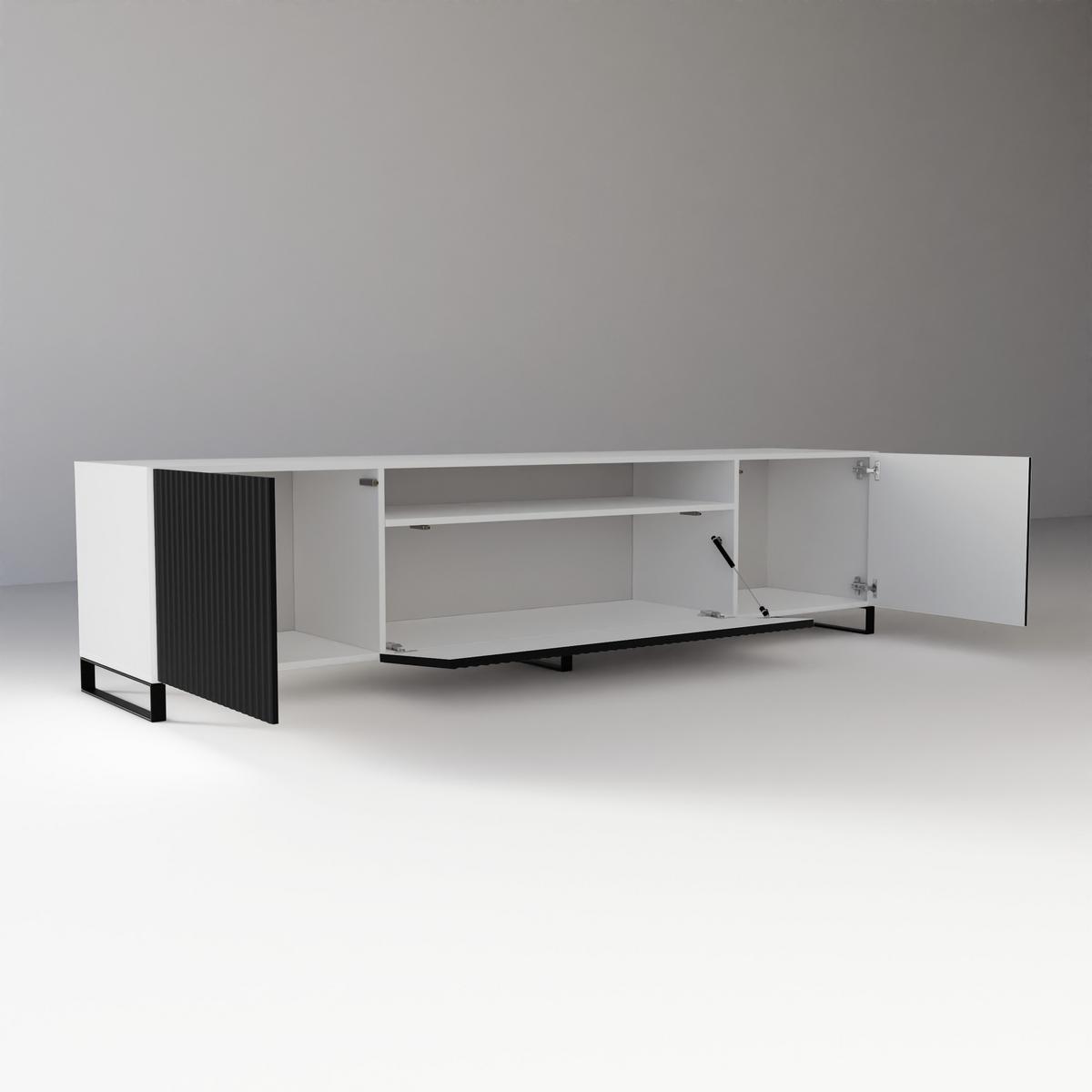 LOWBOARD VAREN 200/41/40 cm, Stand-TV-Schrank Weiß / Schwarz - Schwarz/Weiß, Holzwerkstoff (200/41/40cm) - MASSENO