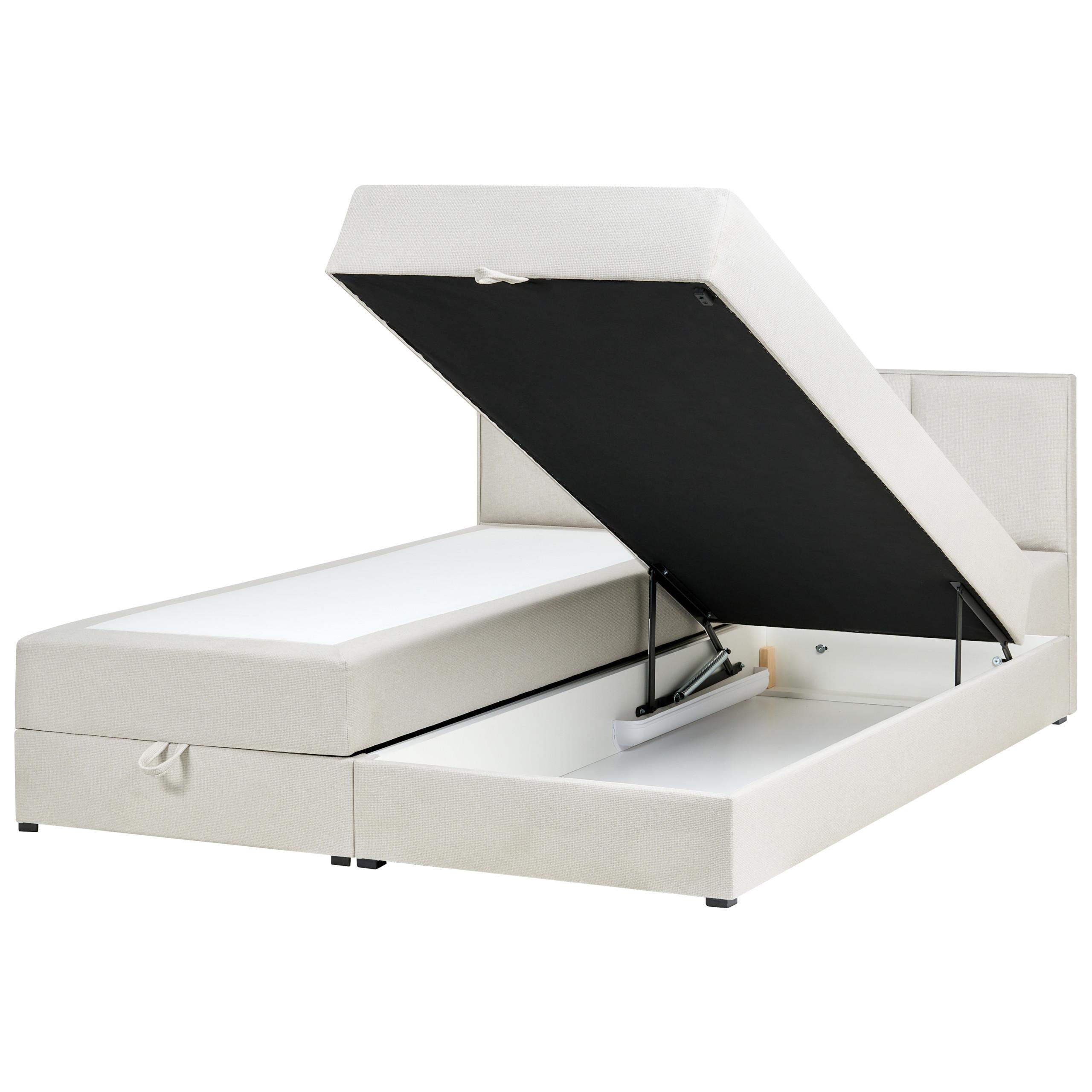 BOXSPRINGBETT mit Stauraum 180/200 cm Cremeweiß Baronet - Weiß, Textil (180/200cm) - Beliani