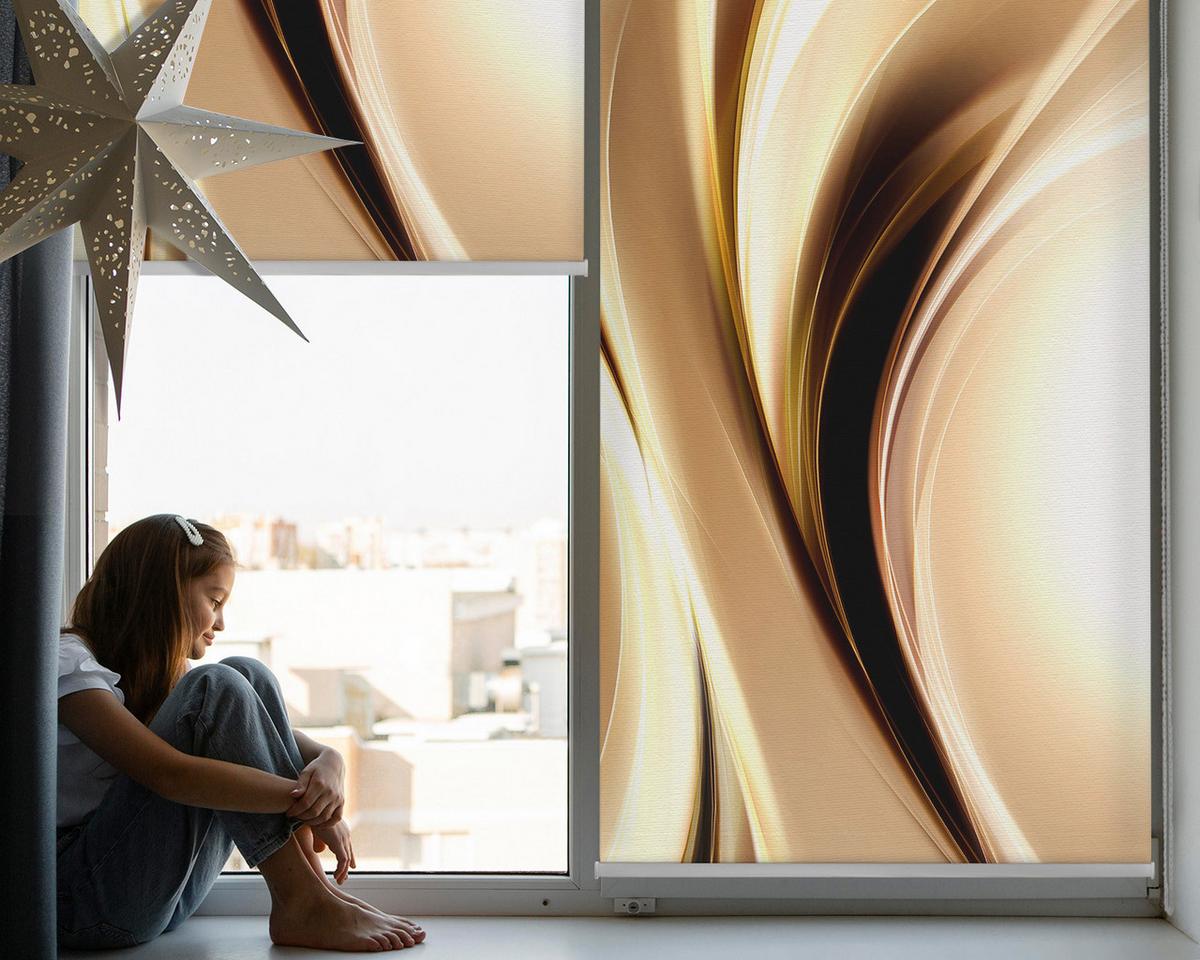 INNENROLLO - Fensterrollo - Rollo - 130x140 cm - Metall - Goldfarben, Kunststoff (130/140/0.5cm) - TULUP