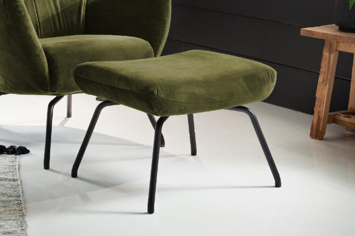 HOCKER LOTTE Grün Velvet - Olivgrün, Textil/Metall (57/44/52cm) - KAWOLA
