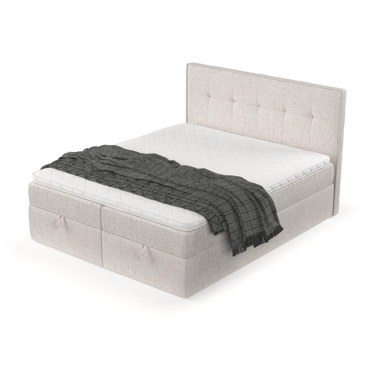 BOXBETT Tivra 180/200 cm Hellbeige im Neve Stoff - Sandfarben/Schwarz, Holz/Holzwerkstoff (180/200cm) - AltaBeds