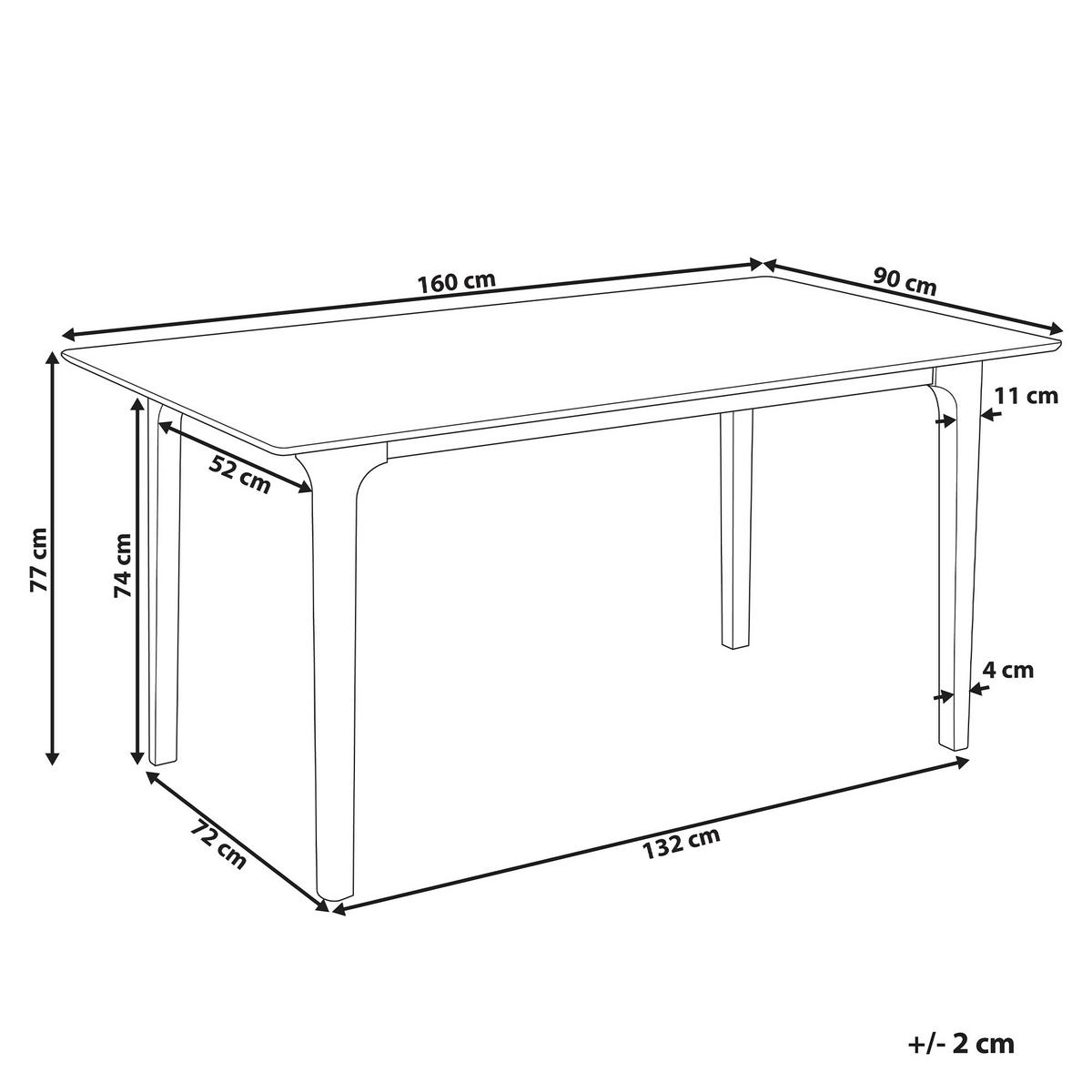 ESSTISCH Dunkle Esche 160/90 cm Delmas - Dunkelbraun, Holzwerkstoff (160/90/77cm) - Beliani