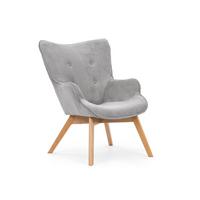 LOUNGESESSEL Lenari Hellgrau Cordstoff mit Füßen in Natur - Hellgrau/Naturfarben, Holz/Textil (71/96/86cm) - S-Style Möbel