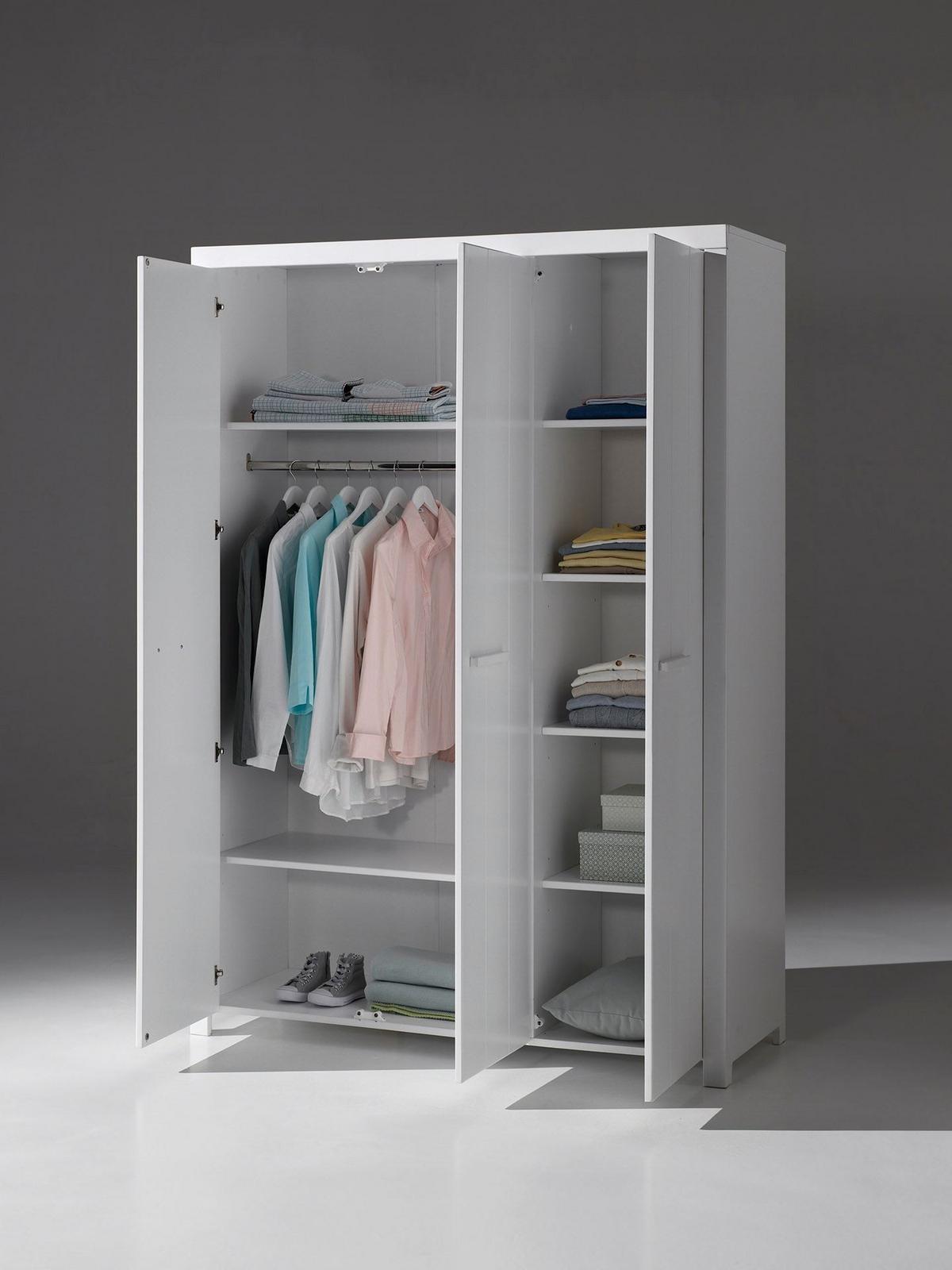 KINDERZIMMERSCHRANK Karalynn 144x58x206 mit 3 Türen MDF Weiß - Weiß, Holzwerkstoff (114/206/58cm) - 58aufmkessel