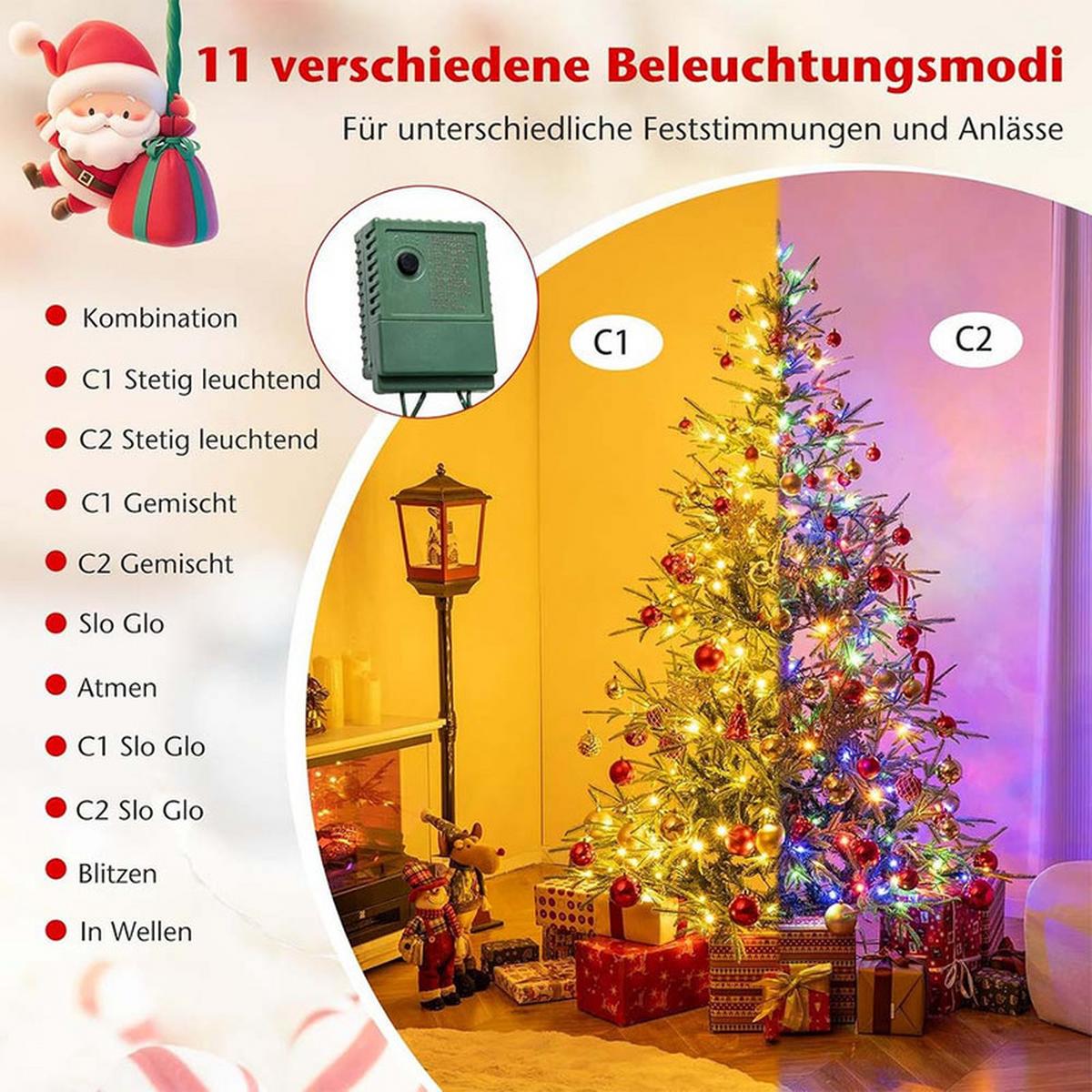 WEIHNACHTSBAUM mit 250 mehrfarbigen LEDs 180cm Grün - Grün, Metall (180cm) - COSTWAY