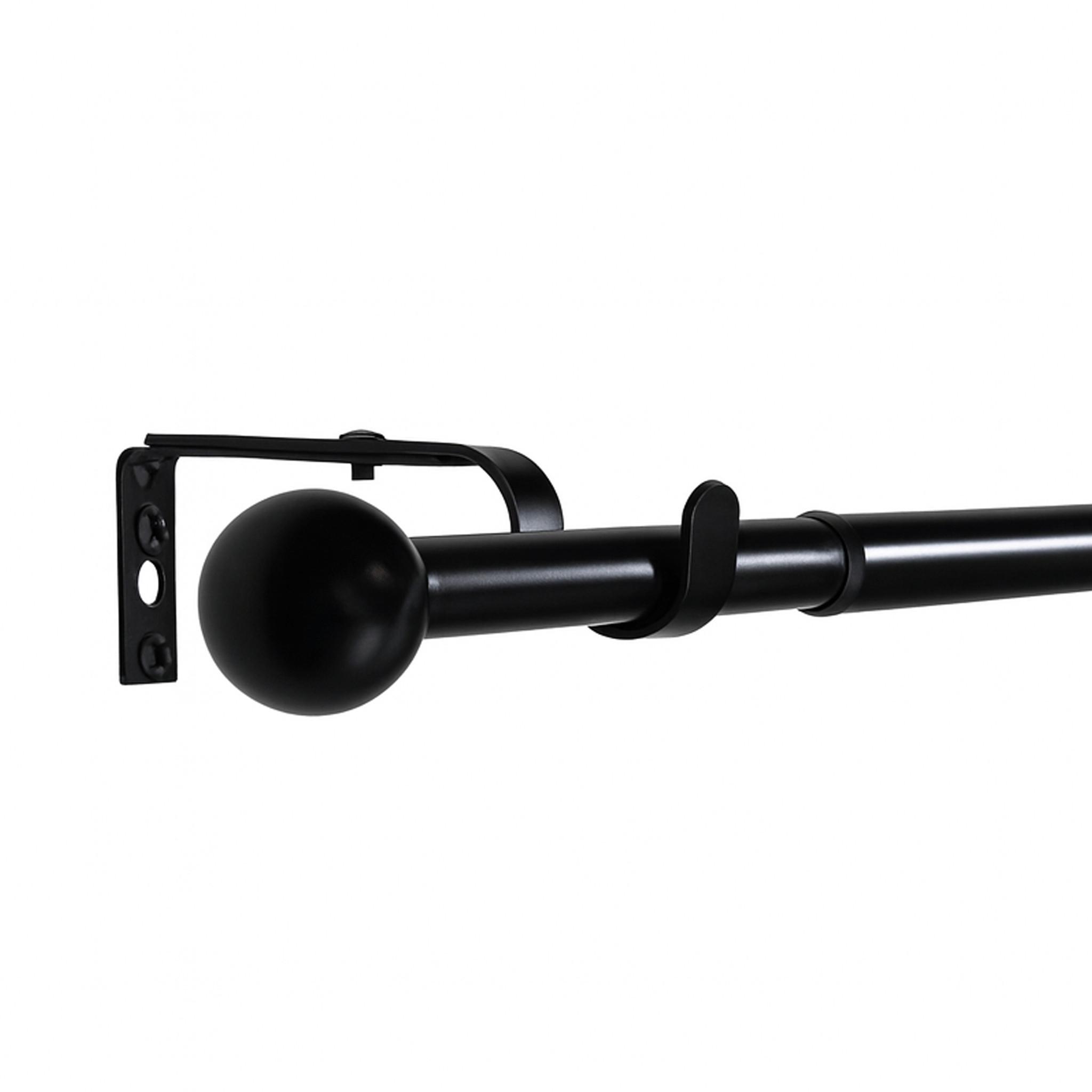 GARDINENSTANGE ausziehbar 120-210cm 1-Lauf Flexa Kugel - Schwarz, Metall (120cm) - Deco-Raum