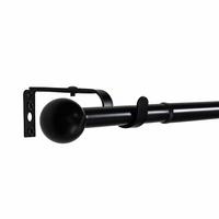 GARDINENSTANGE ausziehbar 120-210cm 1-Lauf Flexa Kugel - Schwarz, Metall (120cm) - Deco-Raum
