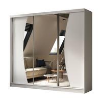 SCHWEBETÜRENSCHRANK VOCE 240/216/61 cm 3-türig mit Spiegel Weiß - Weiß, Holzwerkstoff (240/216/61cm) - MASSENO