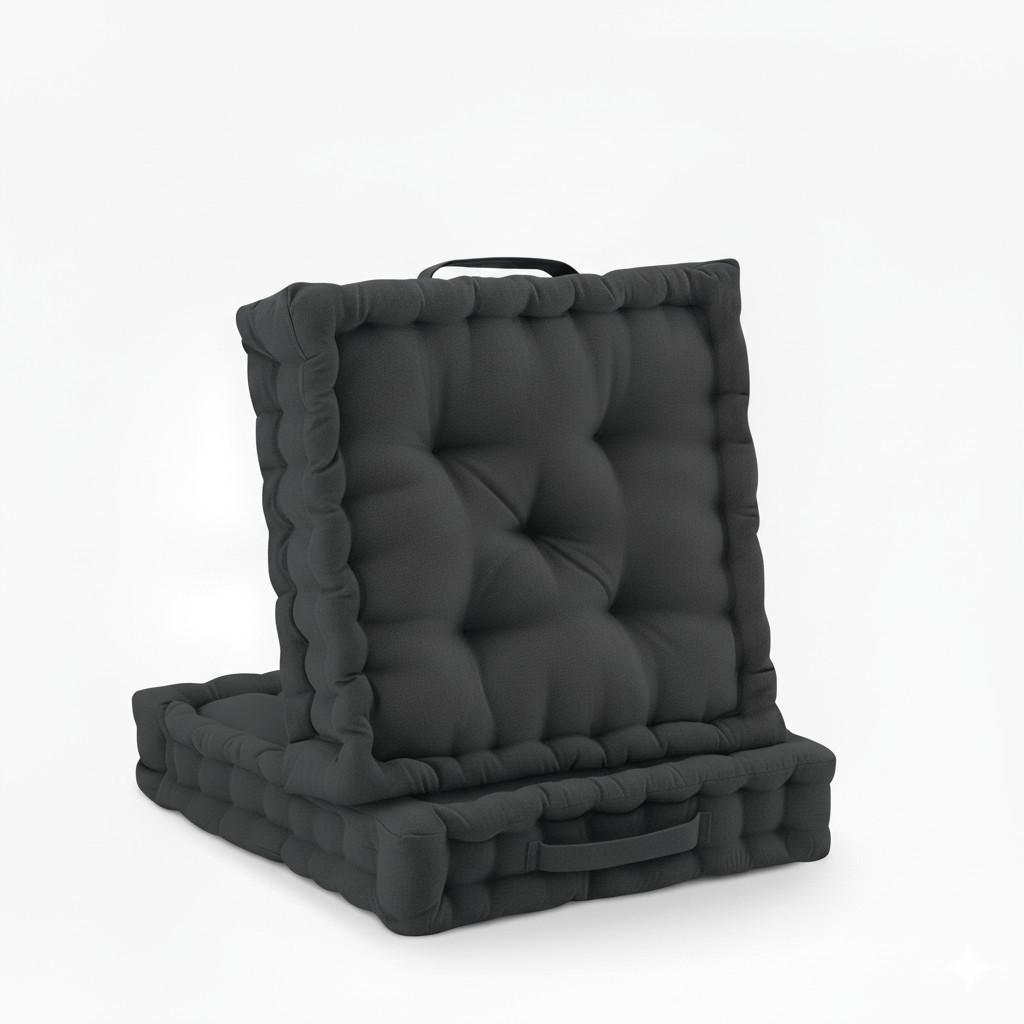 STUHLKISSEN Mila 50x50x10cm Anthrazit (2tlg) - Anthrazit, Textil (50/50/10cm) - Beautissu 