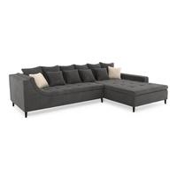 ECKSOFA mit dekorativen Steppungen und Rutschenlehne, seitenverkehrt montierbar B326/T213/H91 cm, Cord Dunkelgrau / 15222 - Dunkelgrau/Anthrazit, Textil/Metall (326/213cm) - luma-home