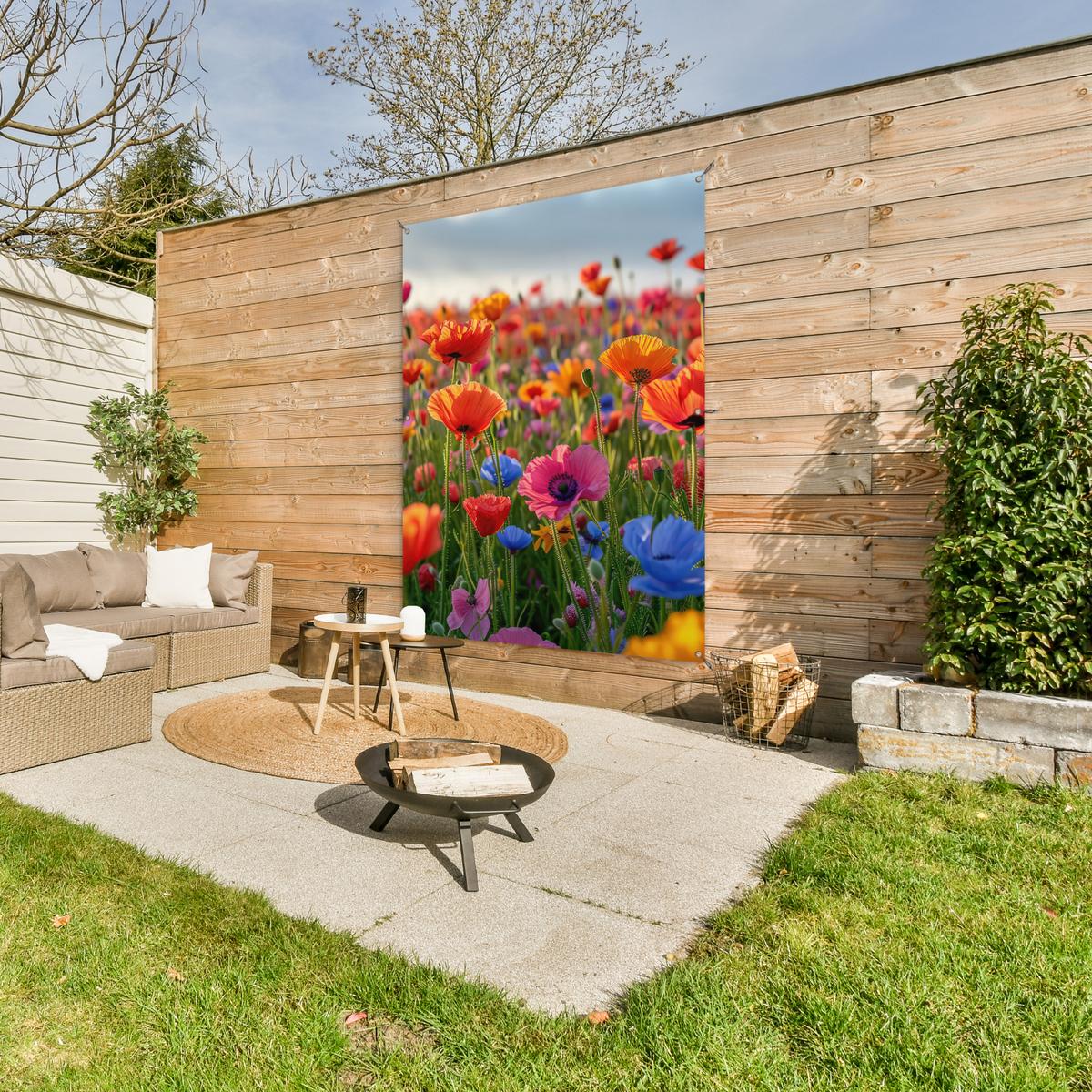 GARTENPOSTER Blumen - Mohnblumen - Farbenfroh - Natur Gartendekoration 120x160 cm - Dunkelorange, Kunststoff (120/160/0.2cm) - OnlyWow
