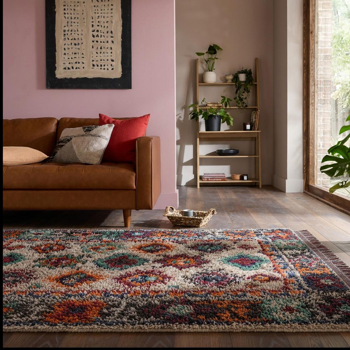 HOCHFLORTEPPICH mit Fransen TAFRAUT, im Berber-Stil, Bunt, 133 x 190 cm - Multicolor, Textil (190/133cm) - KADIMA DESIGN