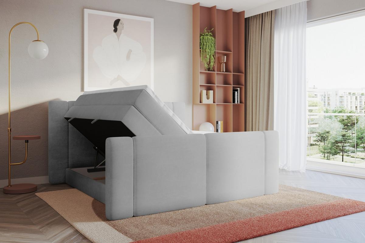 BOXSPRINGBETT mit Matratze H3/H4 - EVON KING Zanozek - 180x200 cm Grau - Greige, Holzwerkstoff (180/200cm) - ALTDECOR