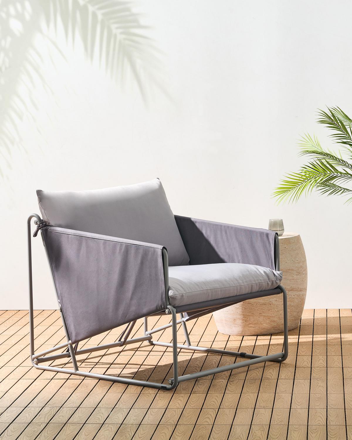 GARTENSTUHL Grau Ponte - Grau, Metall (80/88/94cm) - Beliani