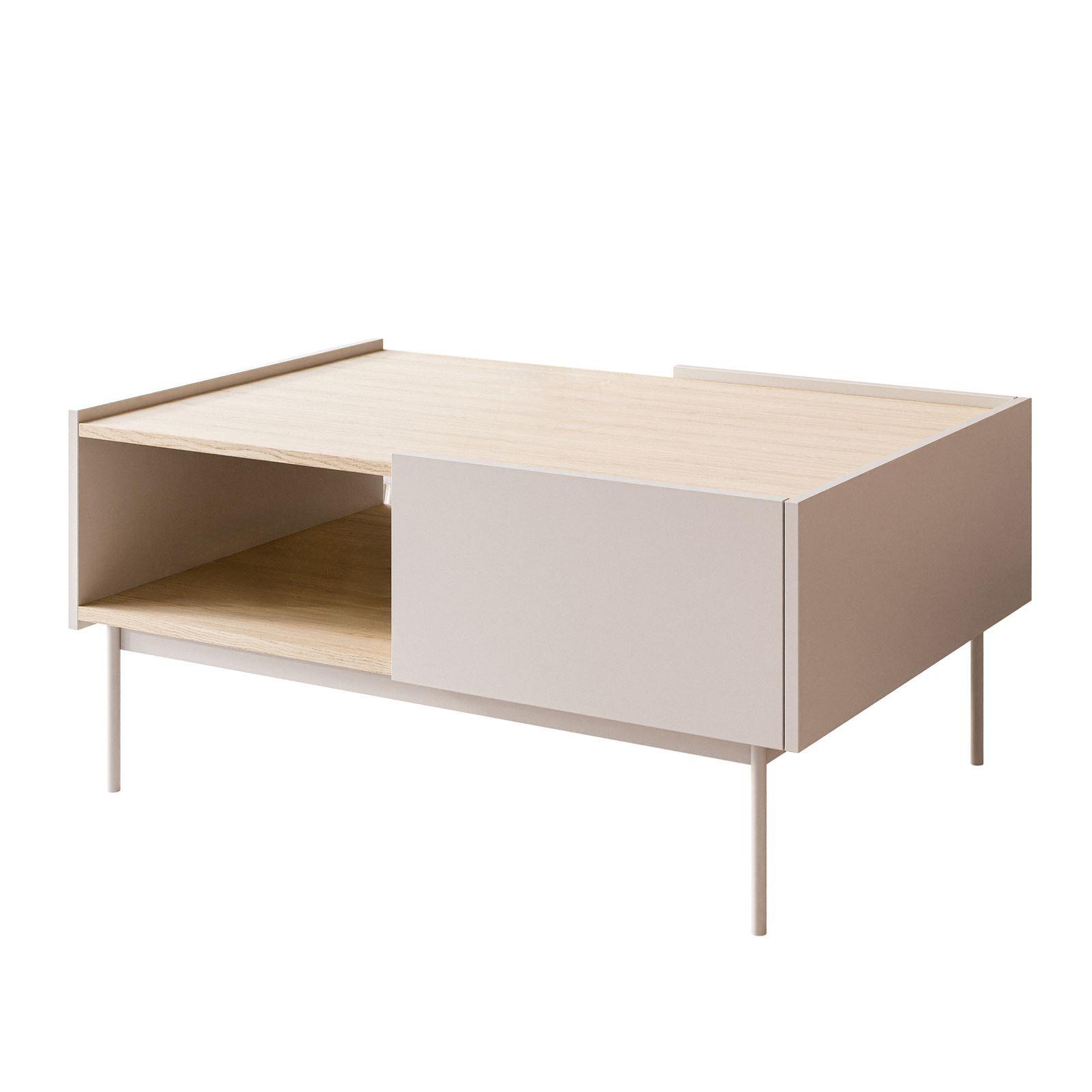 COUCHTISCH ESSENCE L97 mit Schublade Kaschmir / Eiche Linea - Kaschmir/Eichefarben, Holzwerkstoff (97/45/65cm) - Lookway