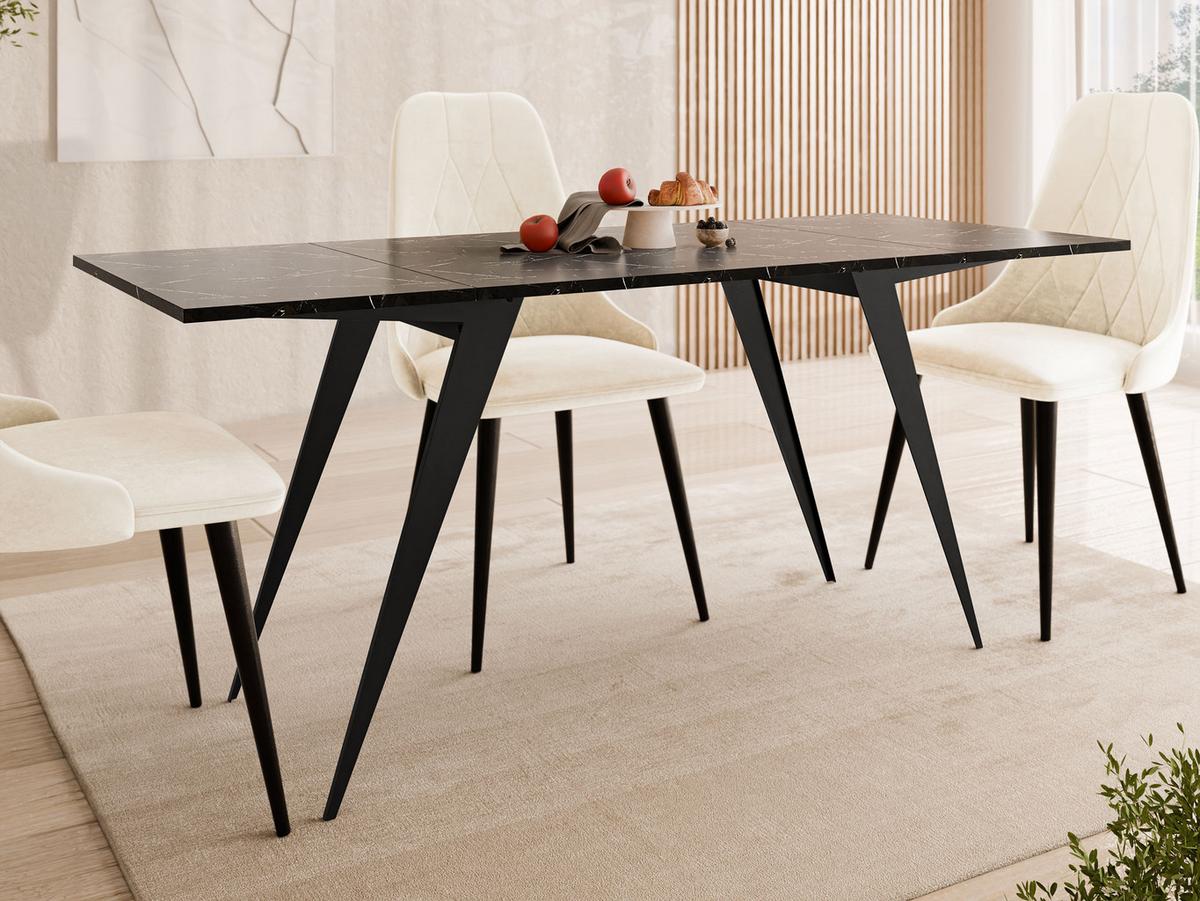 2-IN-1 COUCHTISCH UND ESSTISCH Xena - Schwarz, Holzwerkstoff/Metall (70/90/45cm) - MIRJAN24