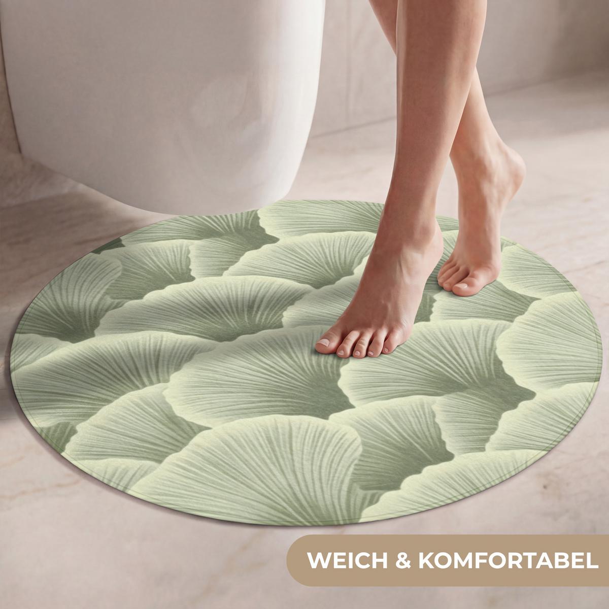 WC-VORLEGER Fächer - Blatt - Grün Toilettenteppich 70x70 cm - Pastellgrün, Textil (70/1cm) - OnlyWow