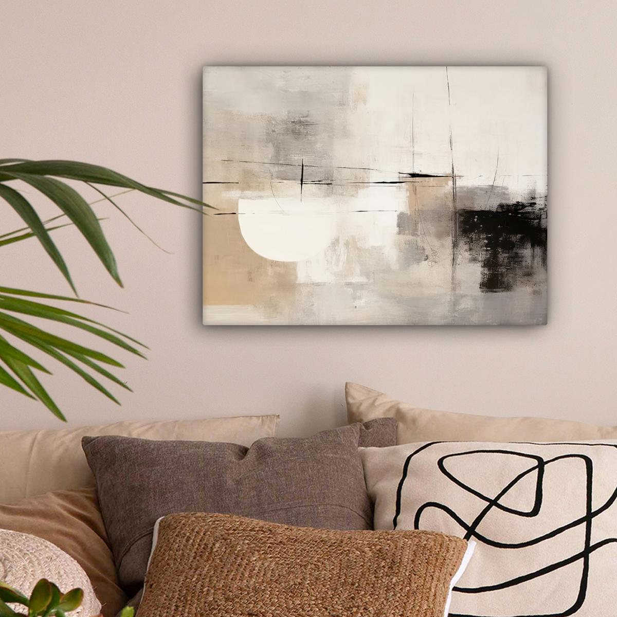 LEINWANDBILD Abstrakt - Kunst - Grau Wandbild 40x30 cm - Hellgrau, Textil (40/30cm) - MuchoWow