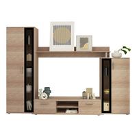 WOHNWAND Bentley - Schwarz/Naturfarben, Holzwerkstoff (256/182/40cm) - MIRJAN24