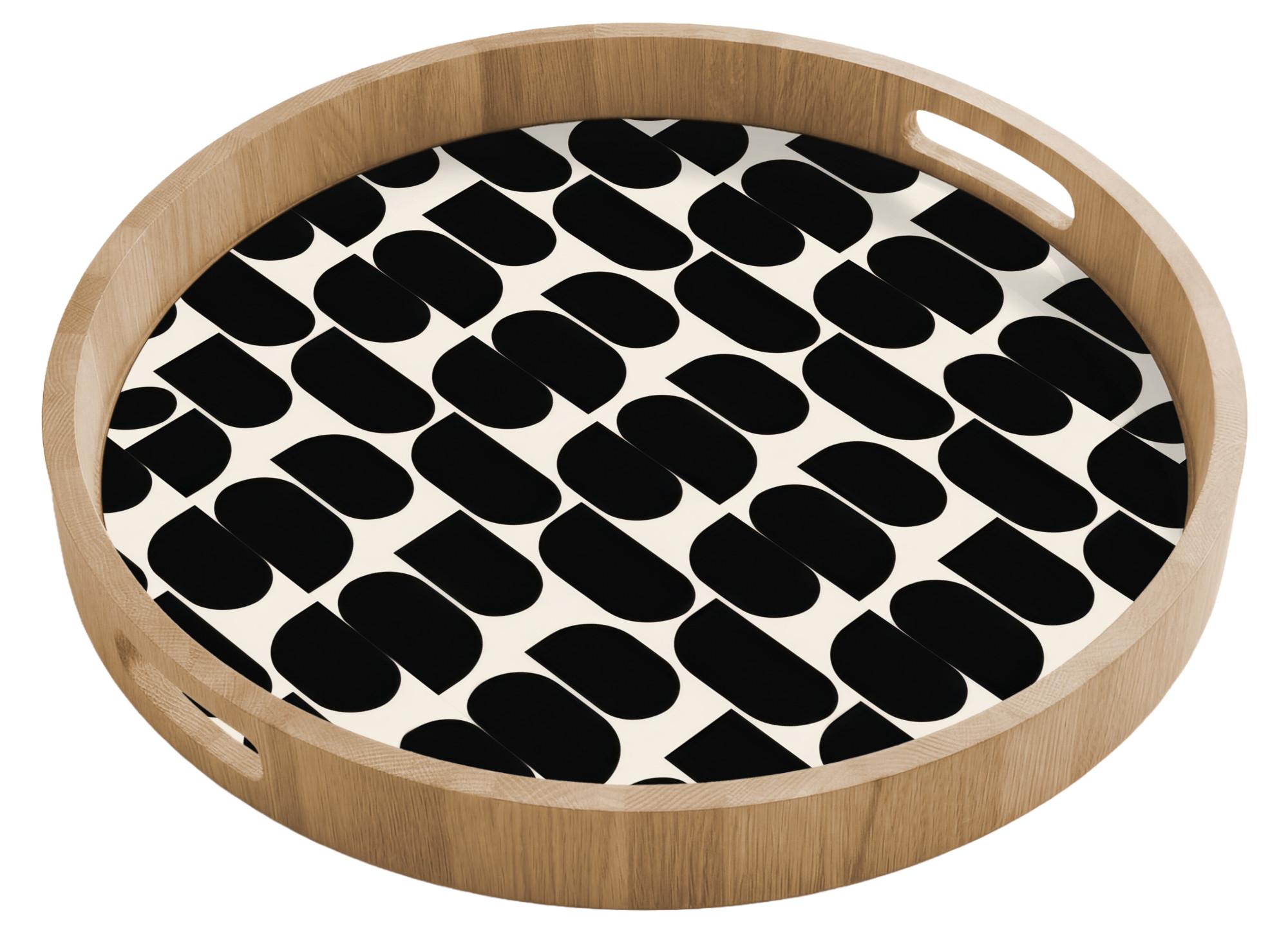 TABLETT Modern - Gemustert - Schwarz 50x50 cm - Schwarz, Holz (50/5/5cm) - OnlyWow