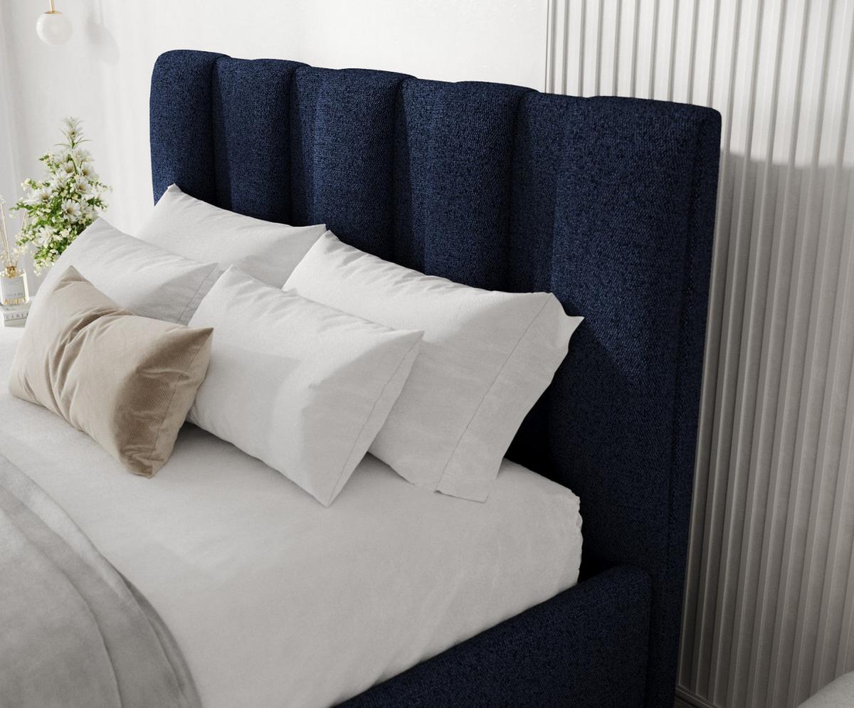 POLSTERBETT Loom 120/200 cm Marineblau im Riva Stoff - Naturfarben/Dunkelblau, Holz/Holzwerkstoff (120/200cm) - AltaBeds