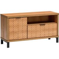 LOWBOARD Fun mit 1 Schublade und 1 Tür, mit Beinen - Eichefarben/Schwarz, Holzwerkstoff (117.5/65/41cm) - Beautysofa