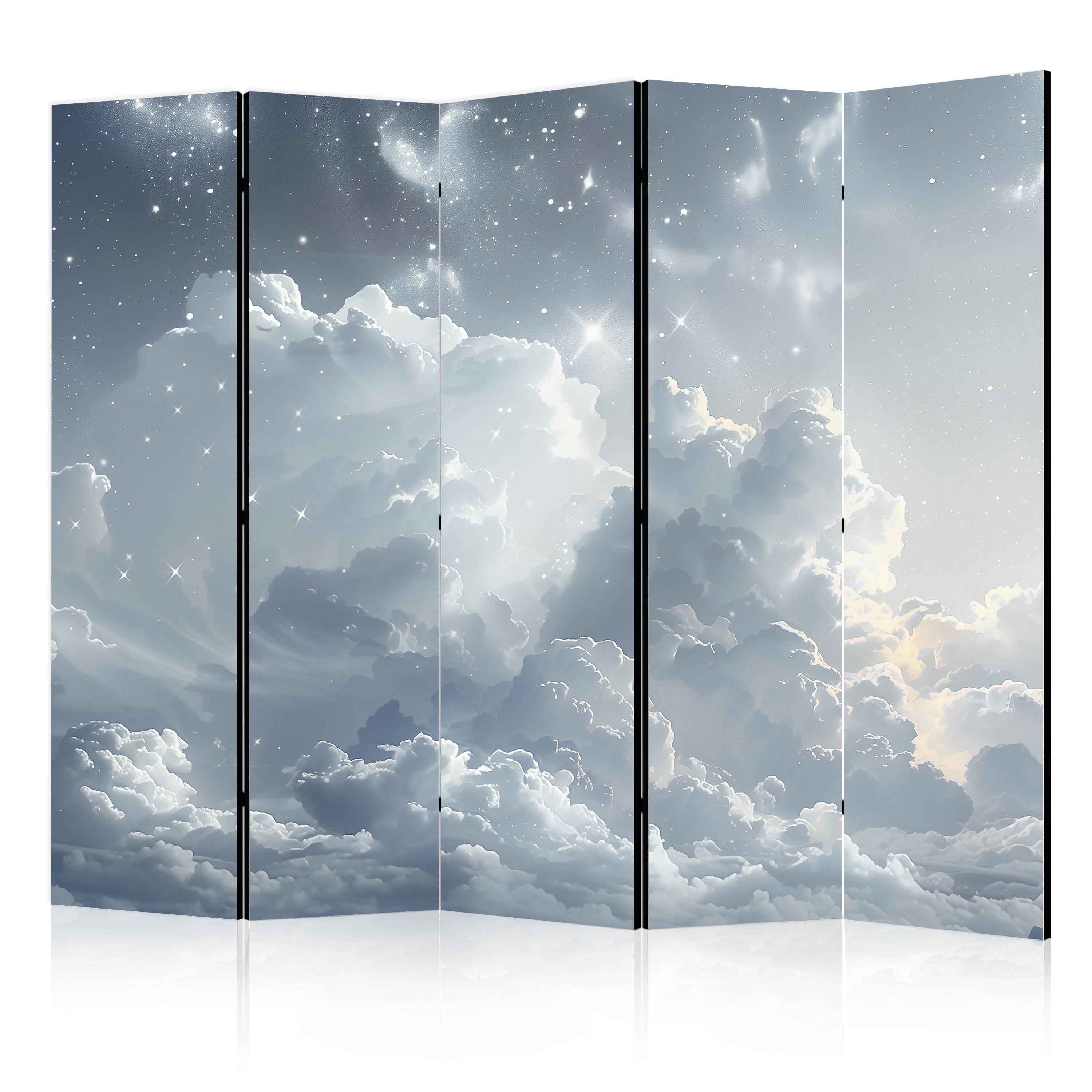 PARAVENT Einseitig Bedruckter 5-tlg 225x172 cm Sterne Zwischen Wolken - Blau, Holz/Textil (225/172/3cm) - Muralo