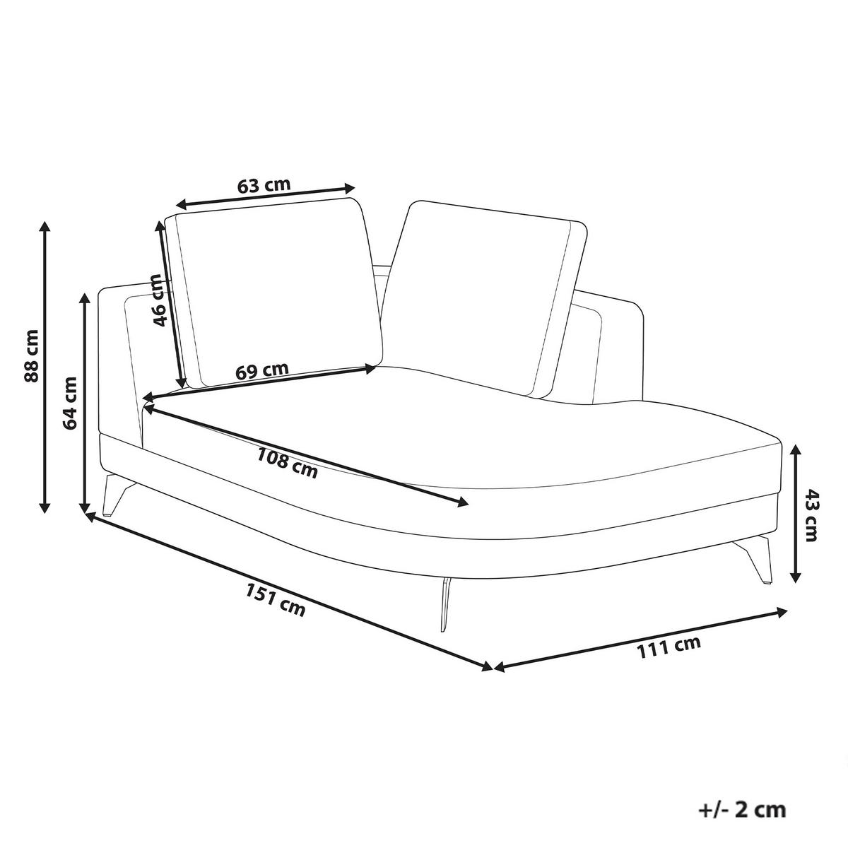 CHAISELONGUE-LINKSSEITIGE Kunstleinen Grau Yuri - Dunkelgrau/Schwarz, Textil (111/88/151cm) - Beliani