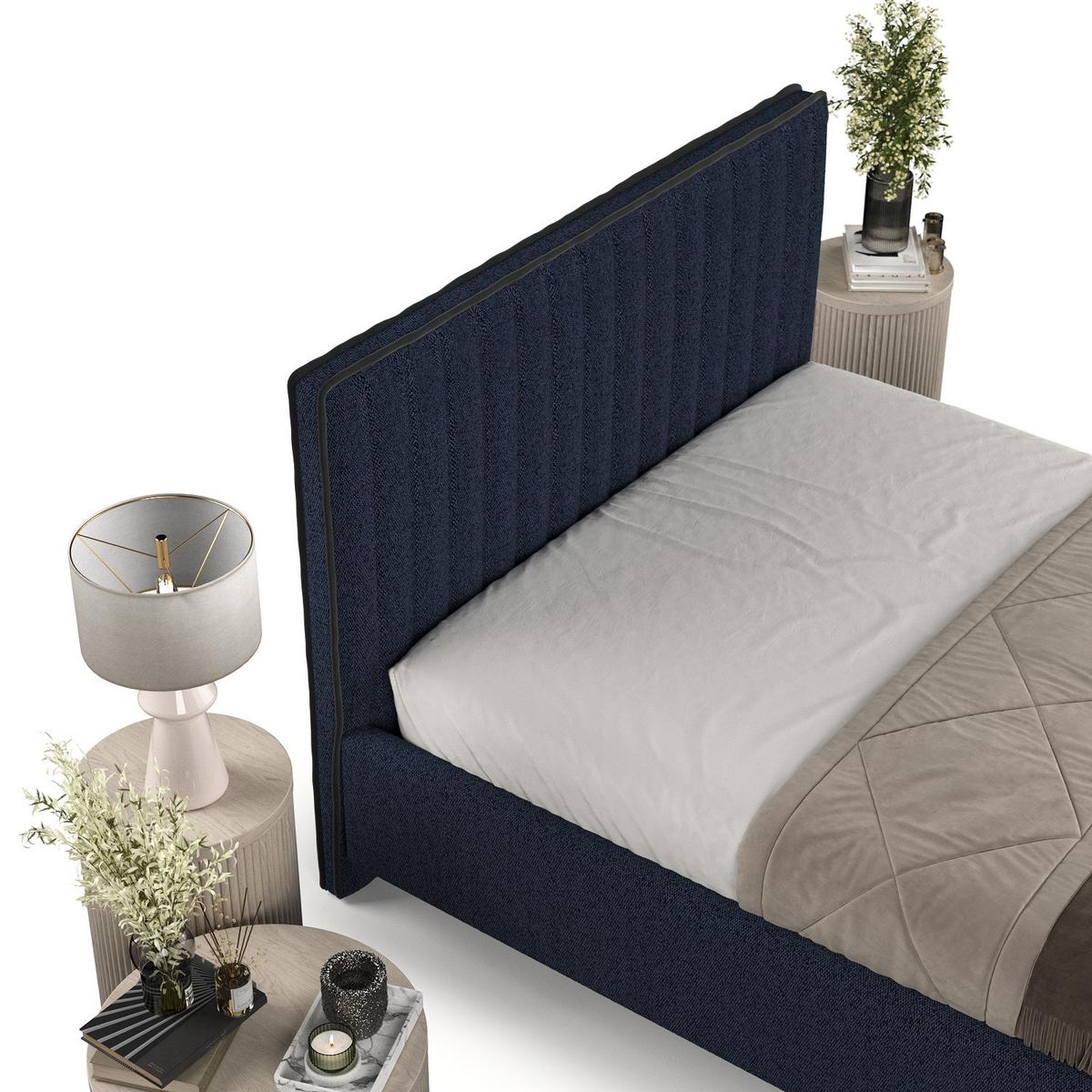 POLSTERBETT Aria 120/200 cm Marineblau im Riva Stoff - Naturfarben/Dunkelblau, Holz/Holzwerkstoff (120/200cm) - AltaBeds