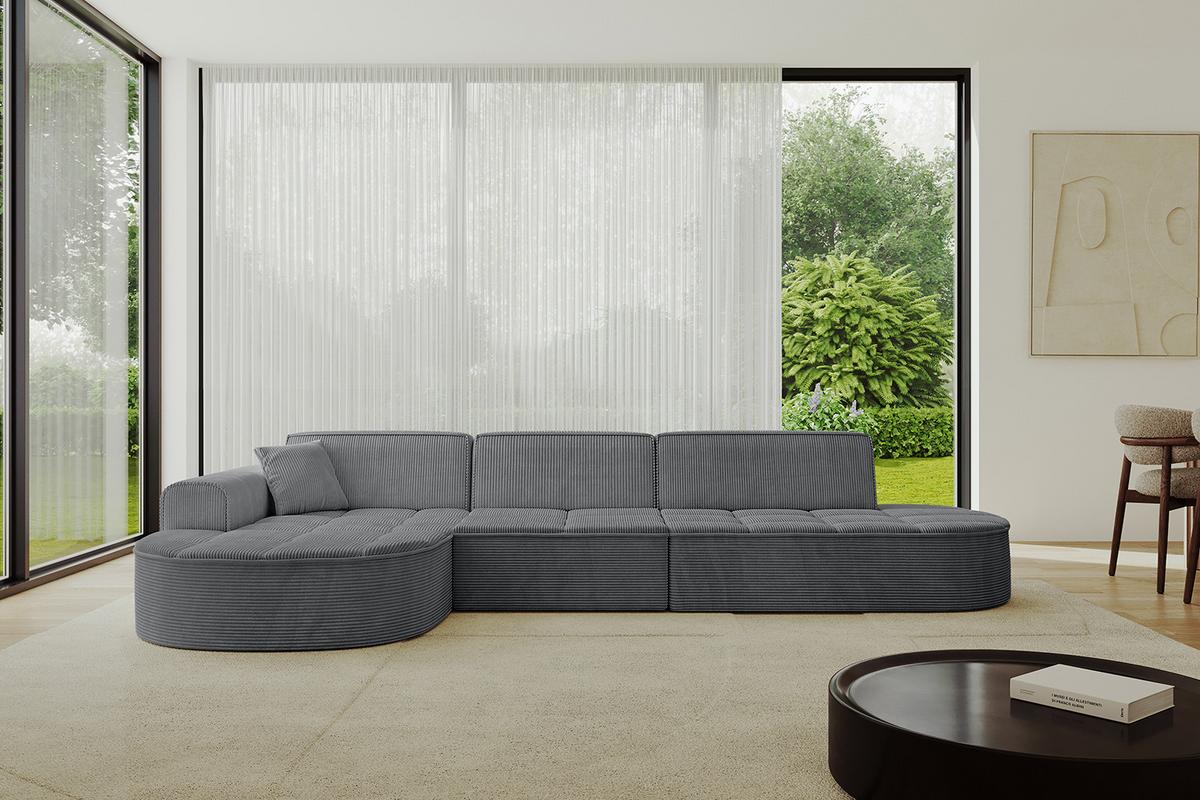 ECKSOFA Ottomane Links TARO-L2 - 328x171x79,5 cm Dunkelgrau - Dunkelgrau, Holzwerkstoff/Textil (328/171cm) - ALTDECOR