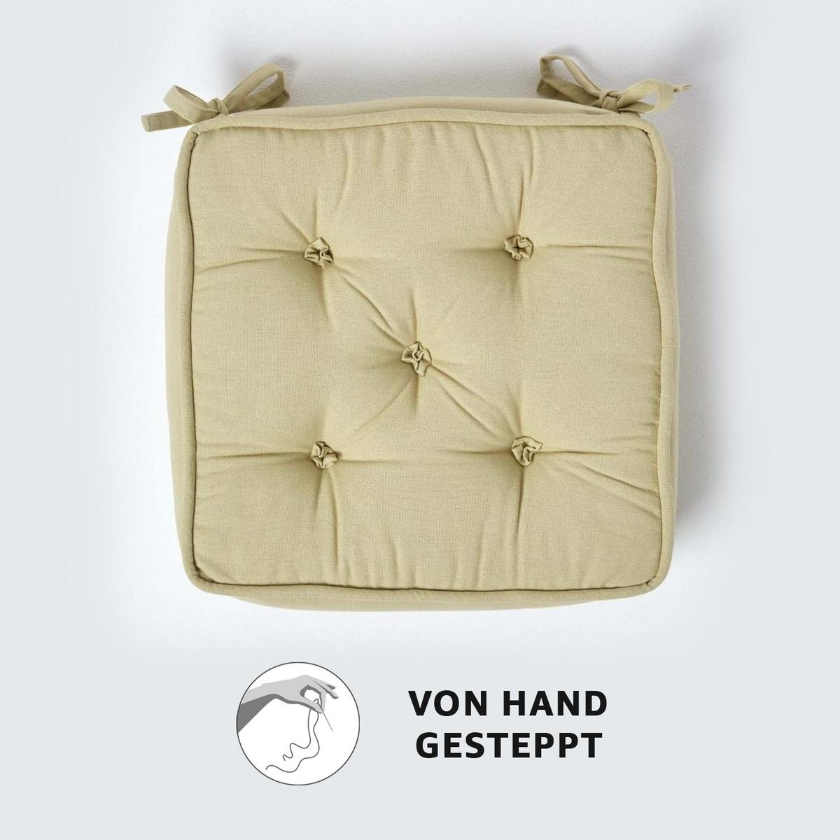 SITZKISSEN hellgrün 40/40/10 cm – Stuhlkissen Baumwolle - Hellgrün, Textil (40/40/10cm) - Homescapes
