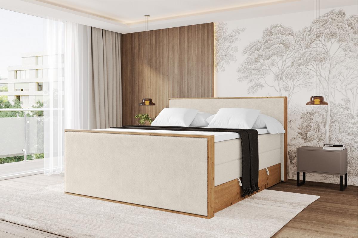 BOXSPRINGBETT LOLLI9 -Z-KING 140x200 - H3/H4 Hellbeige - Sandfarben, Holzwerkstoff (140/200cm) - ALTDECOR