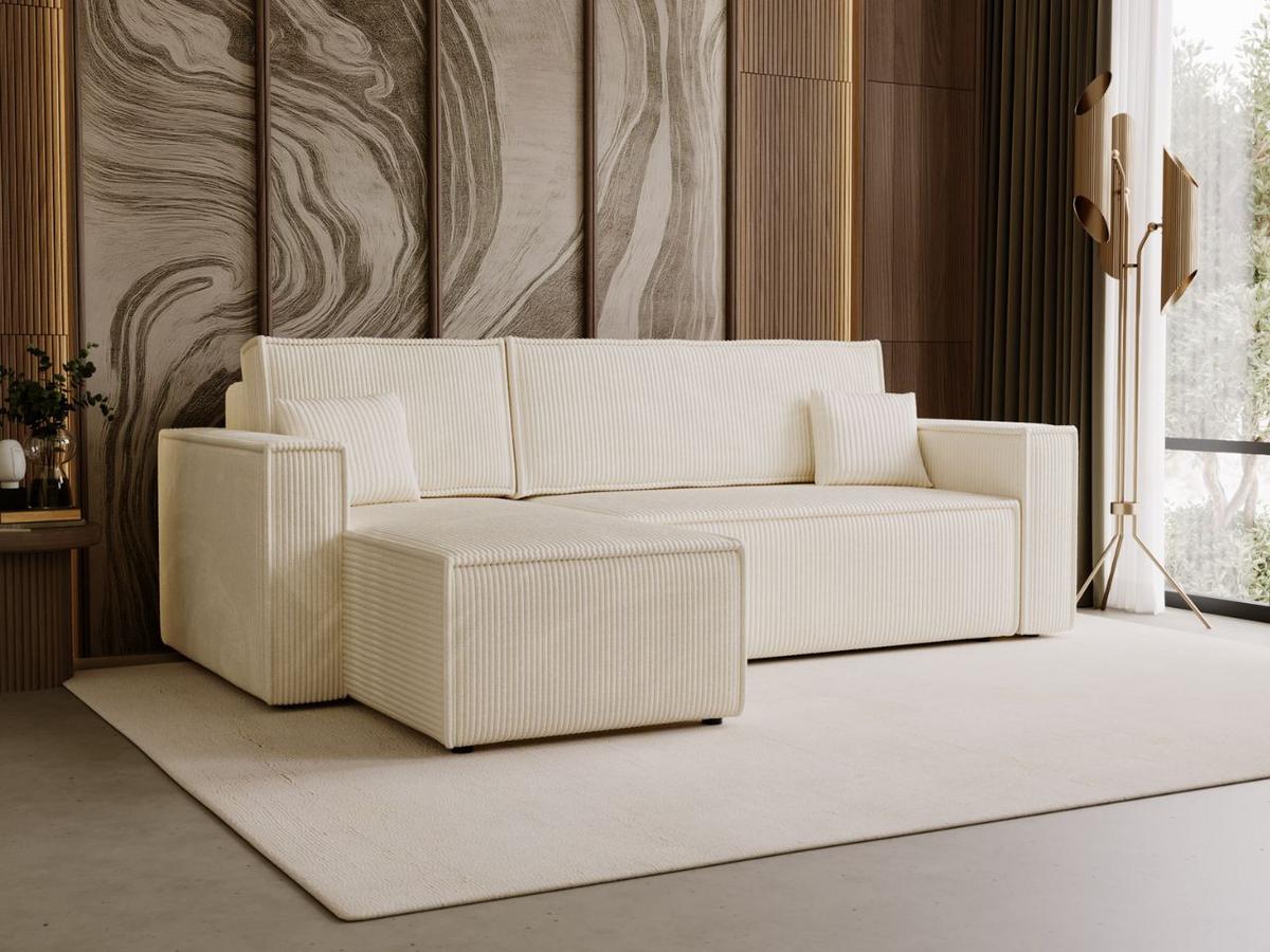 ECKSOFA Prato L Beige - Beige/Schwarz, Holz/Textil (253/145cm) - Graingold