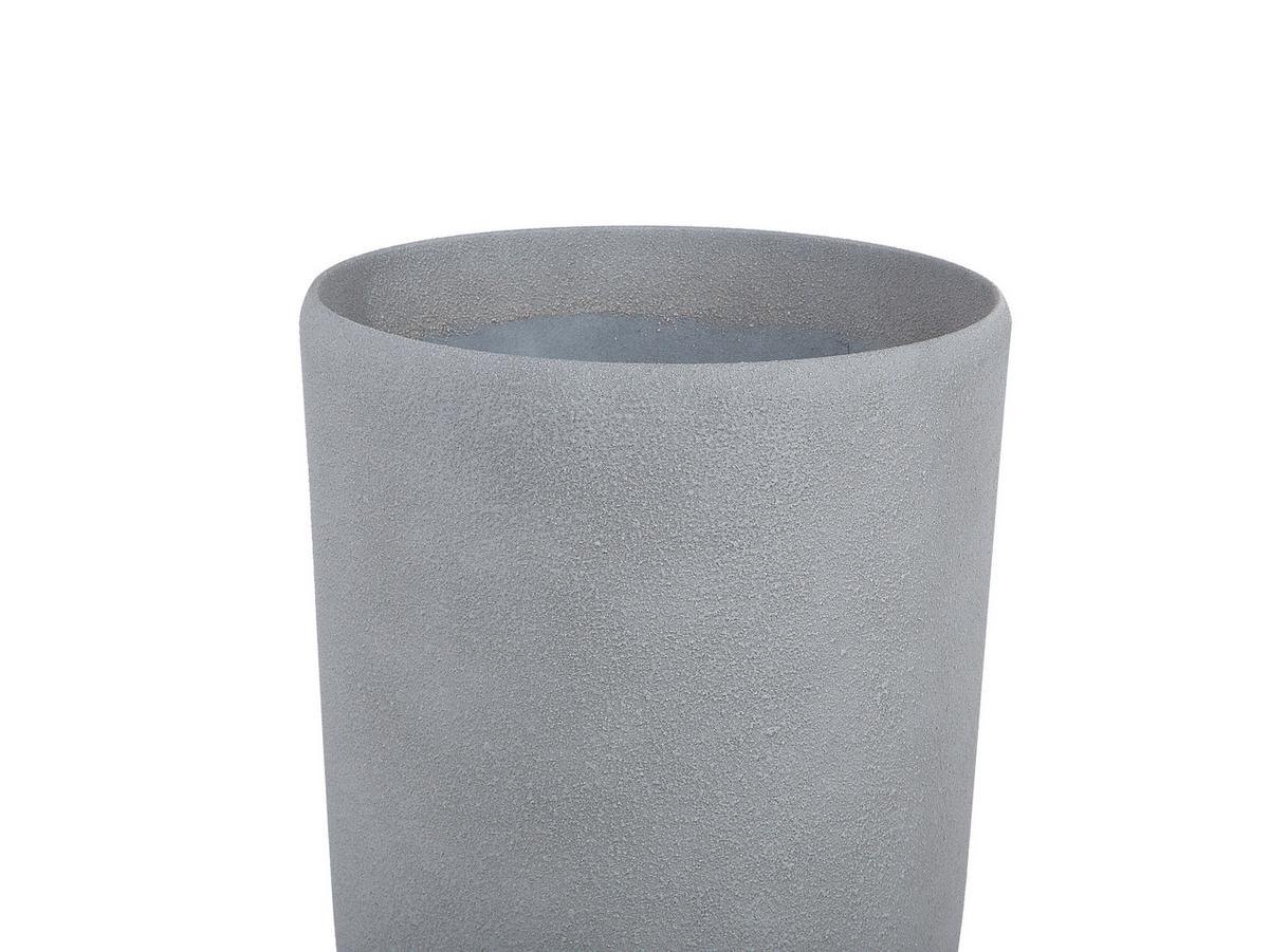 BLUMENKÜBEL 2er-Set grau rund 23/23/42 cm Abdera - Grau, Stein (42cm) - Beliani