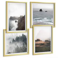 BILDER SET 4er Set - 50x50 cm & 40x60 cm Goldrahmen - Landschaften aus Bergen und Meer - Goldfarben, Kunststoff (50/50cm) - TULUP