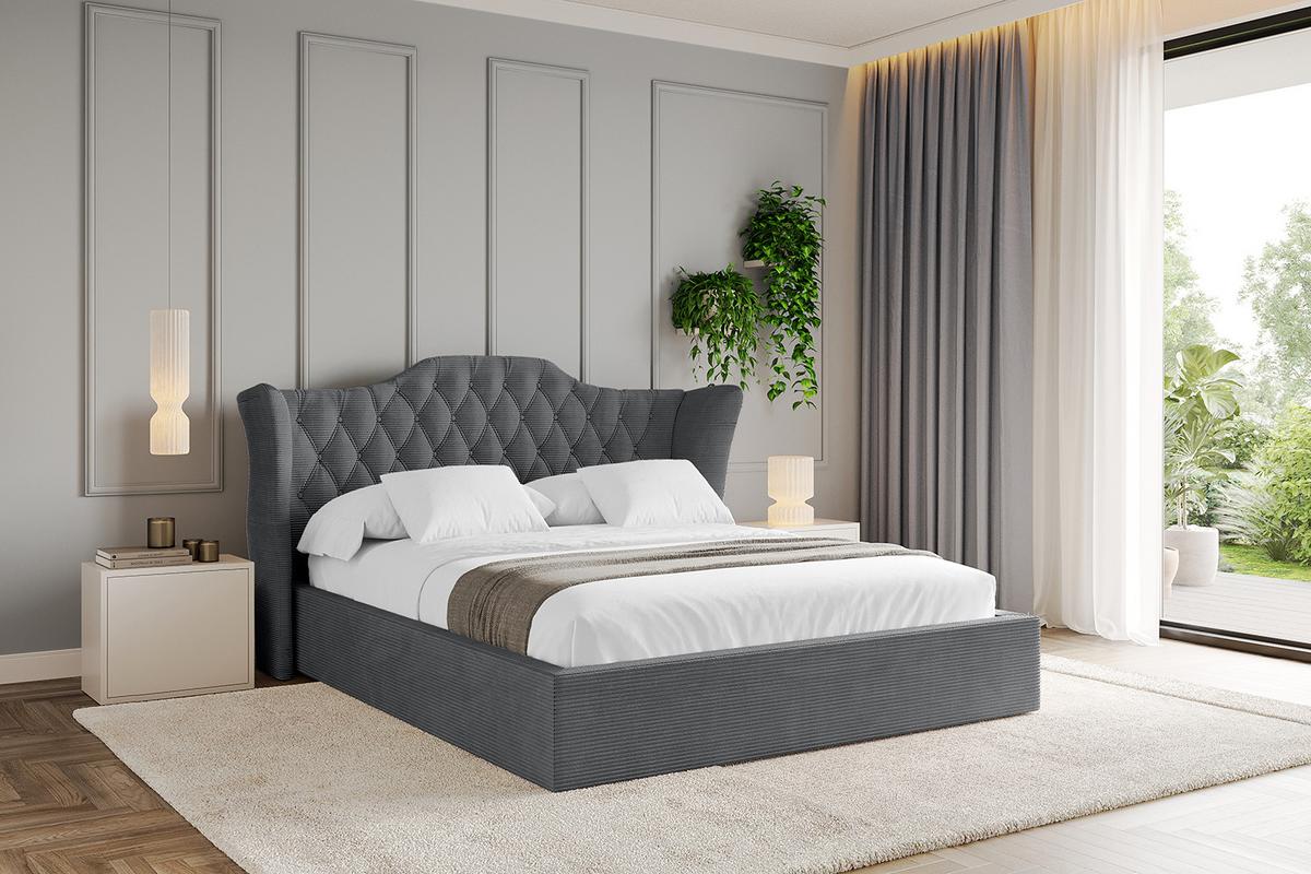 POLSTERBETT mit Bettkasten und Lattenrost, Boxbett ohne Matratze - ZORAN 140x200 Dunkelgrau - Anthrazit, Holzwerkstoff/Textil (140/200cm) - ALTDECOR