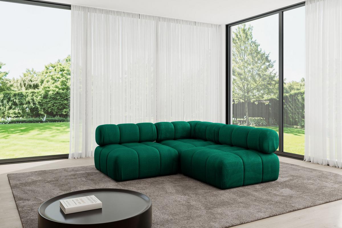 ECKSOFA modulares Sofa Samaro-L1 - 190x190x70 cm Dunkelgrün Velours - Dunkelgrün, Holzwerkstoff/Textil (190/190cm) - ALTDECOR